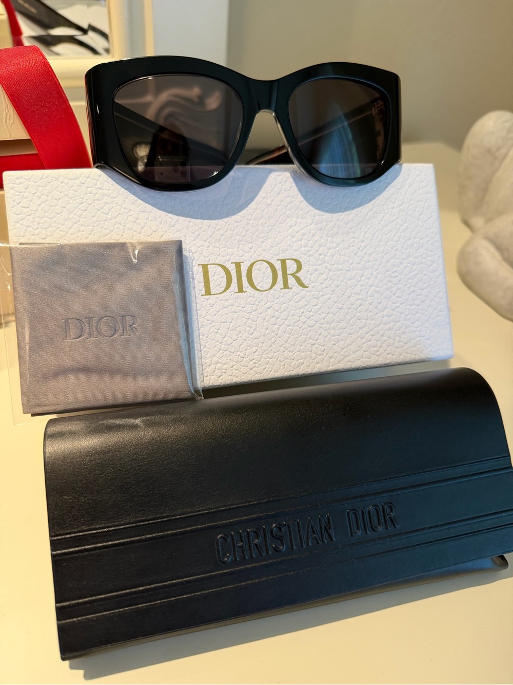 ❗️BNWB❗️Dior Black Oversized Oval Square Acetate Sunglasses with Gold Logo